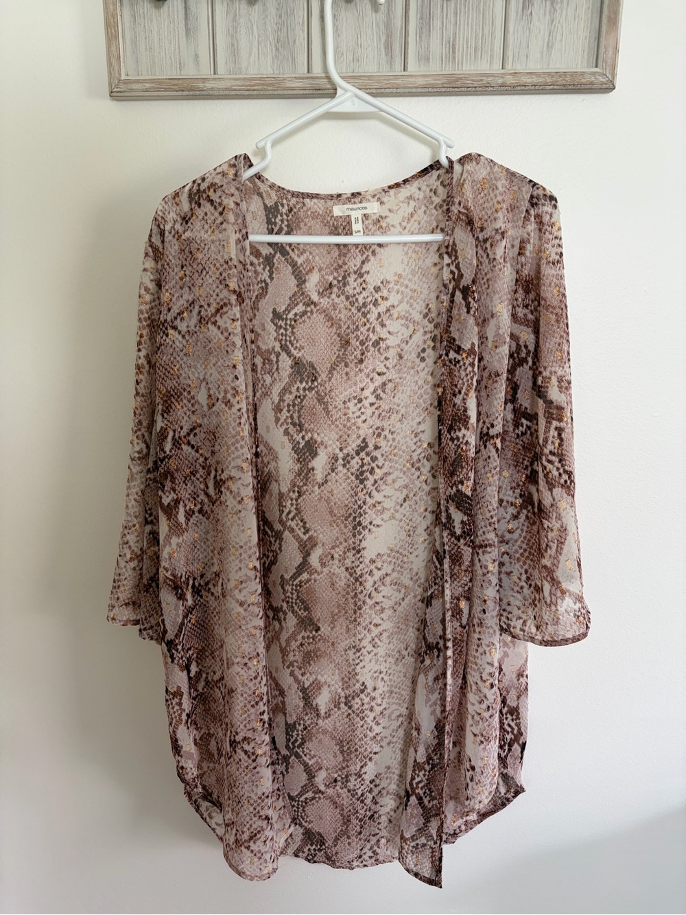 Maurice’s Sheer Snake Print Kimono Cardigan - Neutral Tones